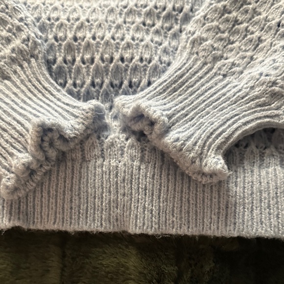 LOFT Soft Blue Textured Sweater with Ruffled Sleeves - Picture 5 of 5